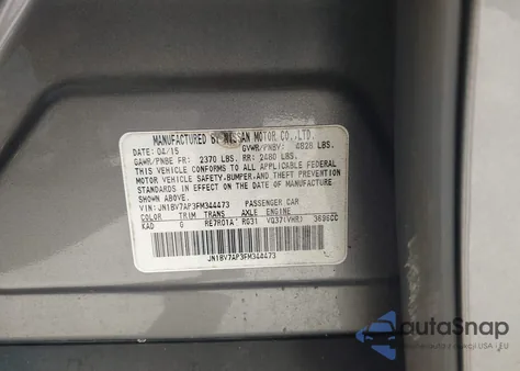 2015 Infiniti Q50 z USA, uszkodzony, nr VIN JN1BV7AP3FM344473